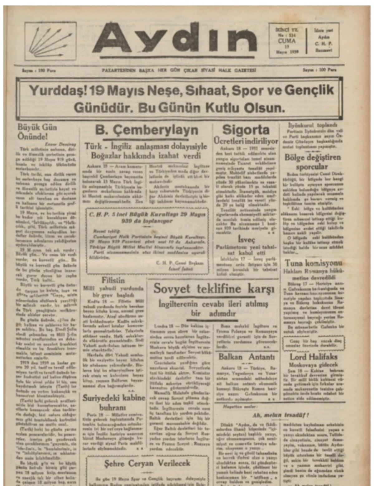 19 Mayıs Atatürk'ü Anma, Gençlik ve Spor Bayramı tarih boyu gazete manşetlerinde nasıl kutlandı?