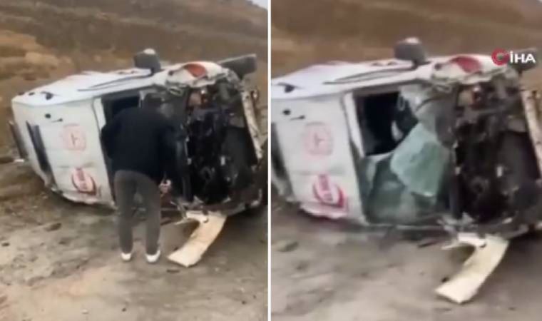 Hasta taşıyan ambulans yan yattı: 5 yaralı