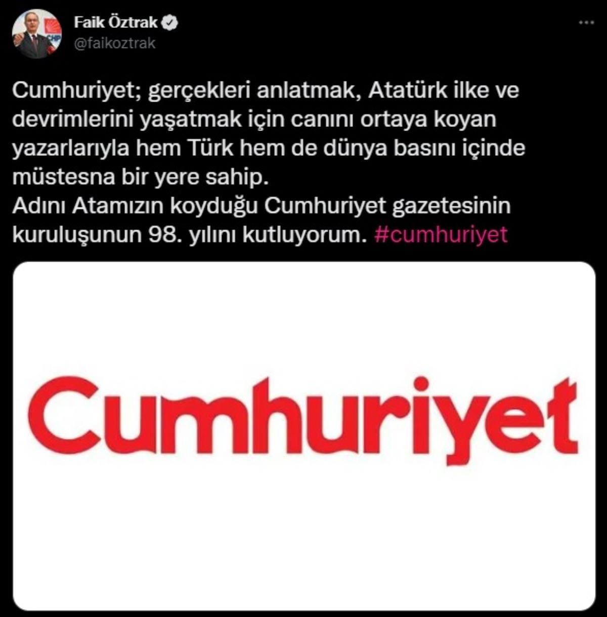 Siyasilerden Cumhuriyet'e yıldönümü mesajları: 'Basınımızın koca çınarı'