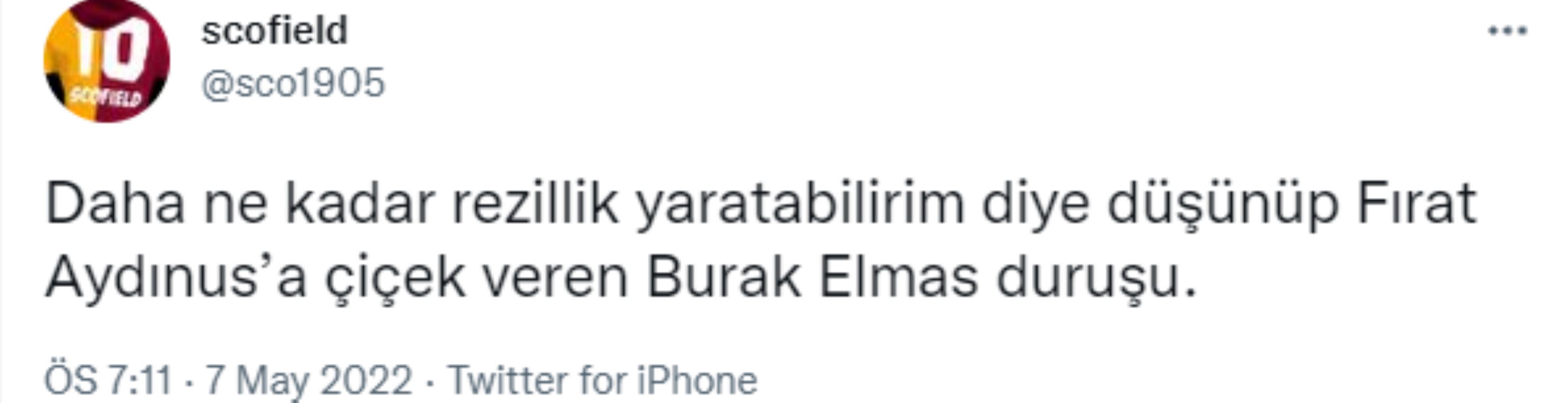 Fırat Aydınus'a çiçek veren Burak Elmas'a taraftardan tepki yağdı