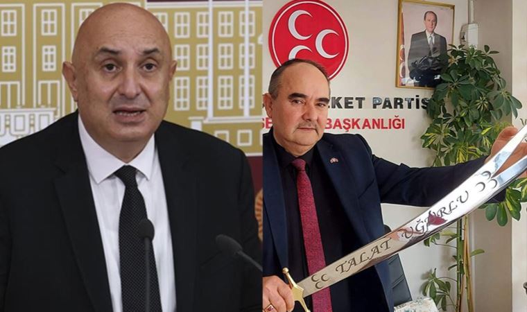 MHP'li başkan CHP'li Engin Özkoç'u 'kılıçla' tehdit etti!