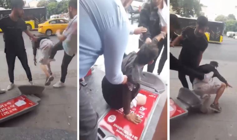 Fatih'te köpeği araçların önüne atan kişiye darp