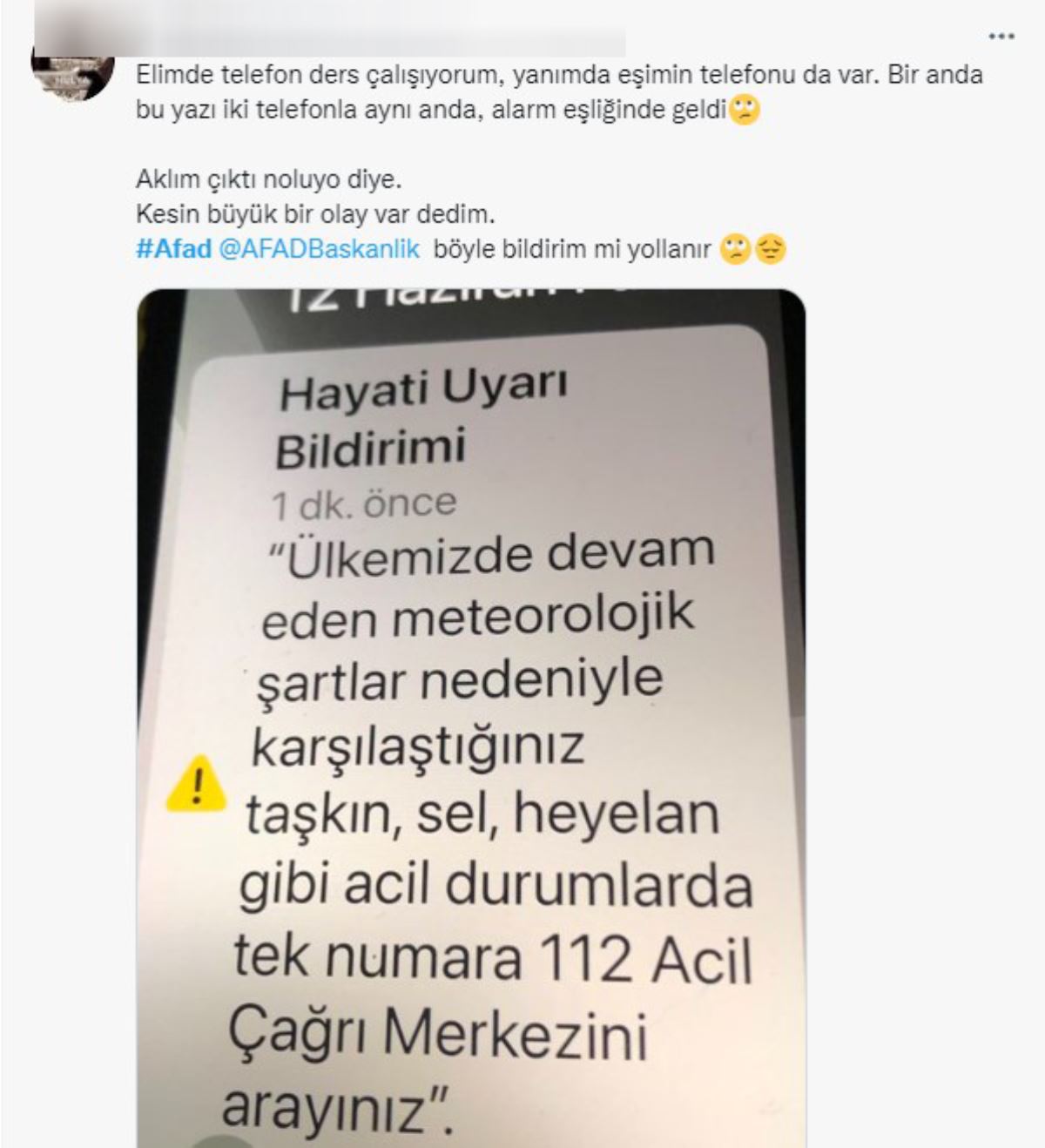 AFAD'dan gelen 'hayati uyarı bildirimi' sosyal medyada gündem oldu