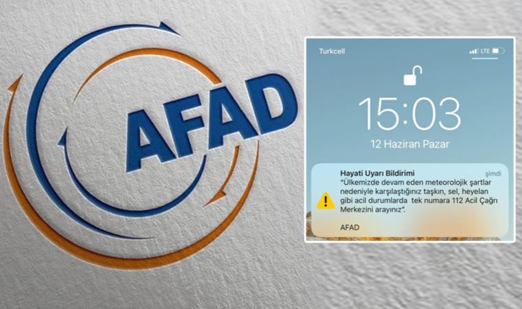 Son dakika: AFAD'dan telefonlara 'hayati uyarı bildirimi'