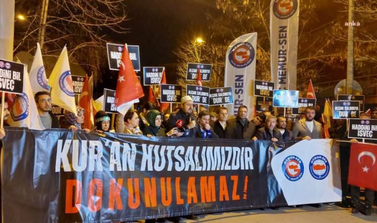 Stockholm’de Kur’an-i Kerim'in yakılması, İsveç Büyükelçiği önünde protesto edildi