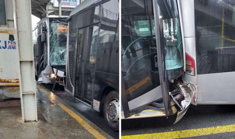 Son dakika... İstanbul Küçükçekmece'de iki metrobüs çarpıştı!