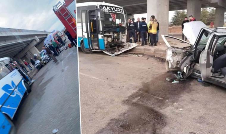 Ankara’da halk otobüsü ile otomobil çarpıştı: 4 yaralı