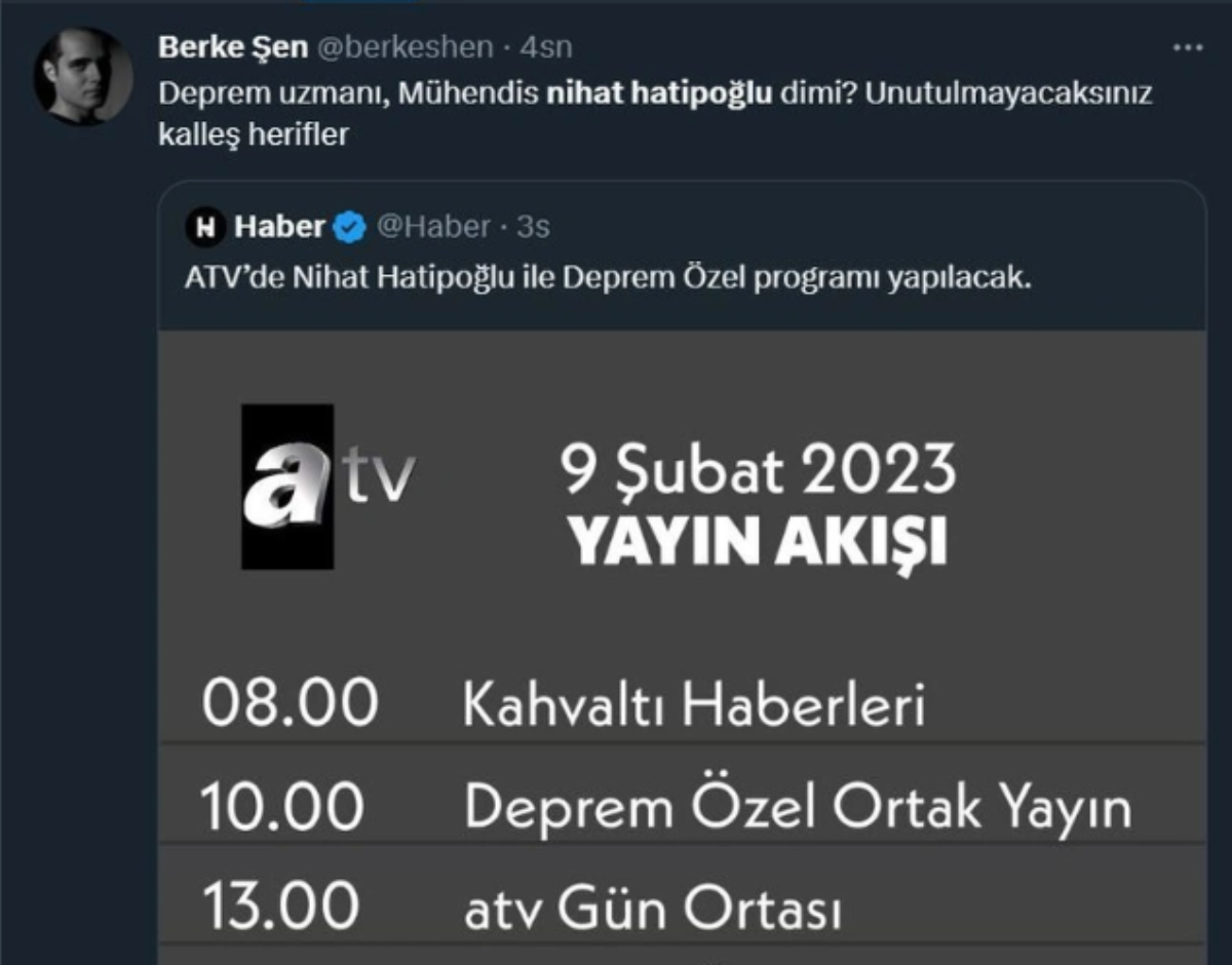 ATV'nin 'Nihat Hatipoğlu ile Deprem Özel' programına tepki! Planlamalarımızı 'kader' zihniyetiyle yapmamız yetmedi mi?