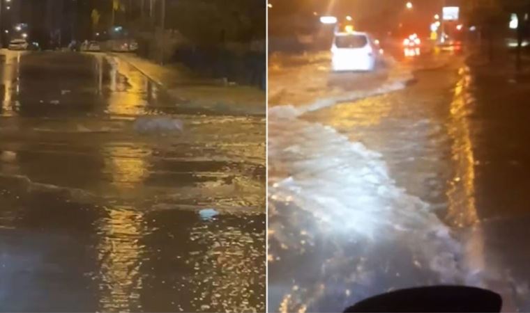 Adana’da gece bastıran kuvvetli yağış yolları göle çevirdi