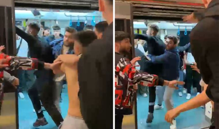 Marmaray'da iki grup arasında kavga! Yumruklar havada uçuştu...