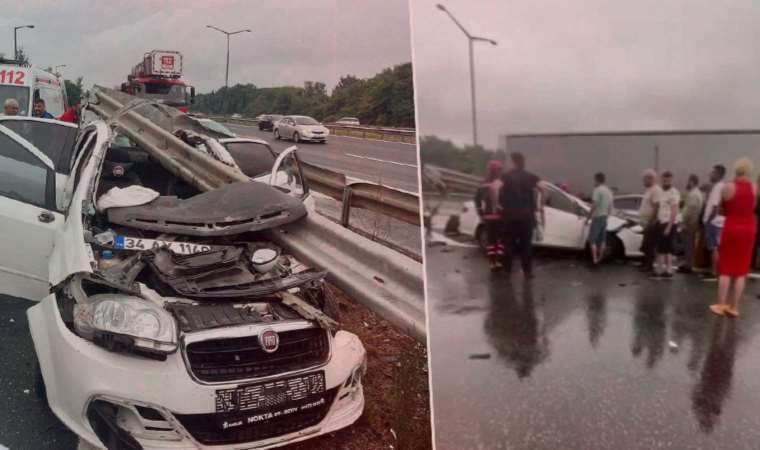 Anadolu Otoyolu’nda otomobil bariyerlere ok gibi saplandı: 3 yaralı