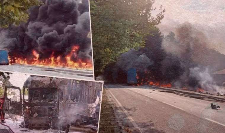 Sakarya'da korkunç kaza: Tır bomba gibi patladı, facianın eşiğinden dönüldü