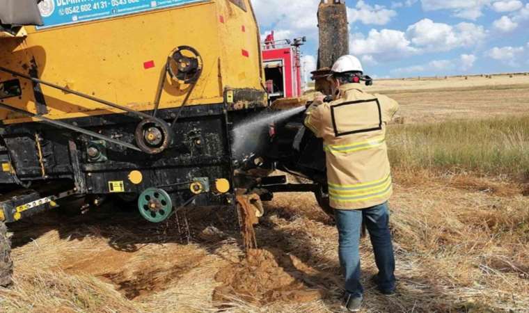 Aşırı sıcak etkisi: Biçerdöver tutuştu