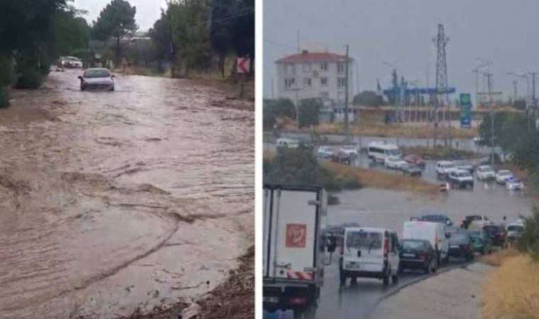 Kuvvetli yağış Çanakkale'yi vurdu: Yollar göle döndü