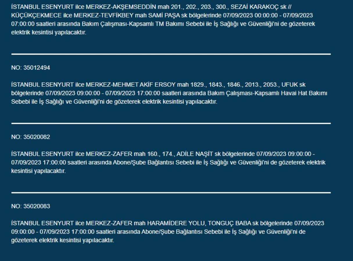 İstanbullular dikkat: 25 ilçede elektrik kesintisi