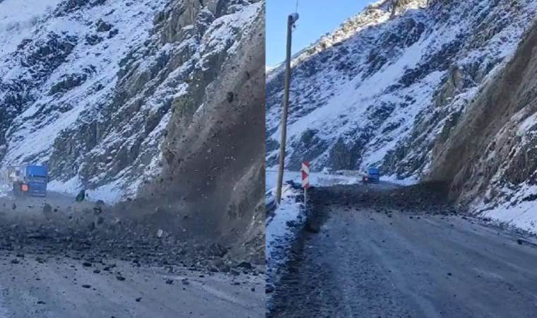 Anbean kaydedildi: Yüksekova-Hakkari karayolunda bir heyelan daha!