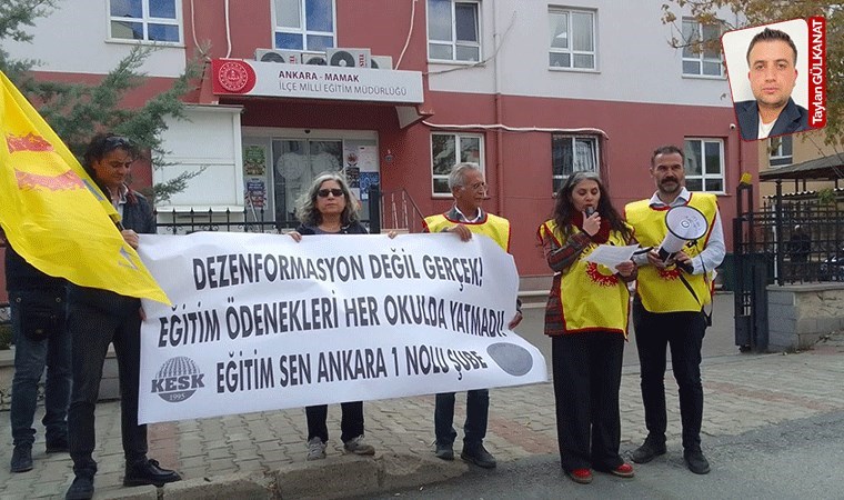 Cumhuriyet gündeme getirmişti: Eğitimciler ödeneklerin yatmadığını bu kez ilçe milli eğitim müdürlüğü önünden dile getirdi