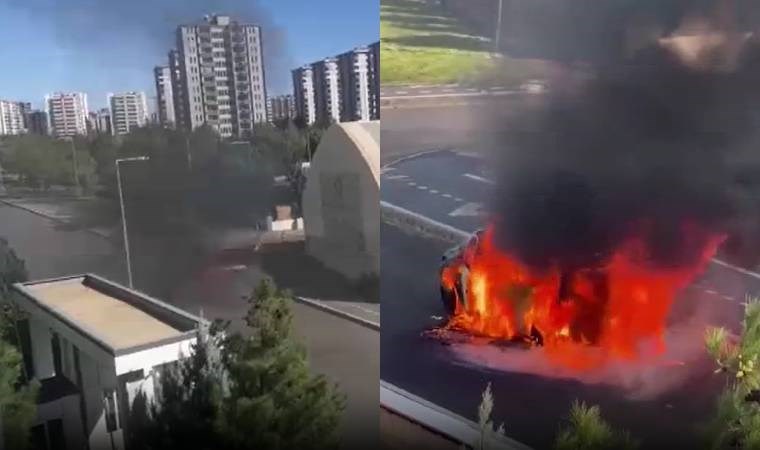 Diyarbakır'da park halindeki otomobil bir anda alev topuna döndü!