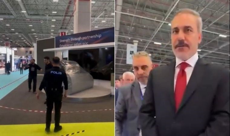 Hakan Fidan'a 'müsaadesiz' soru: Fuarda 'İsrail' protestosuna iki gözaltı