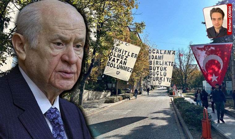 MHP'nin tabanı Bahçeli'yle çelişti: 'Mülkiye Ülkücüleri' yerleşkeye 'Öcalan’a idam' pankartı astı