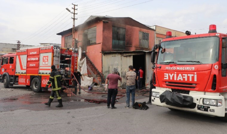 Kayseri'de sünger atölyesinde korkutan yangın!