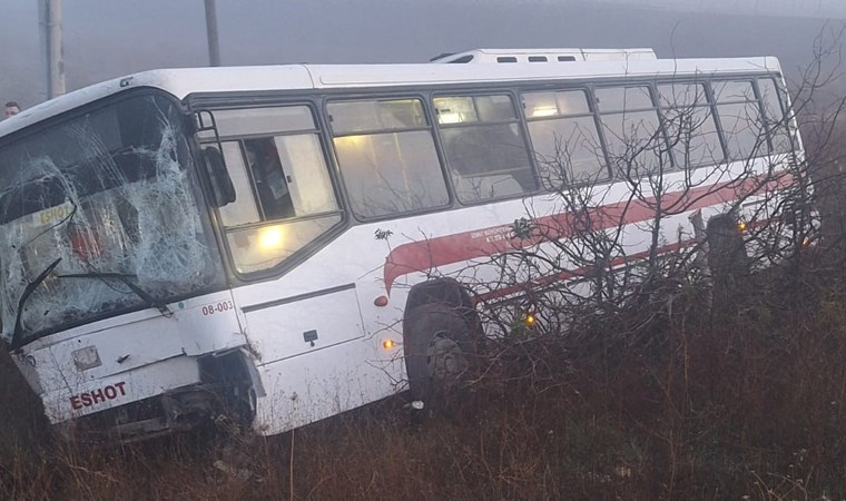 Urla'da panik anları: ESHOT otobüsü yoldan çıktı!