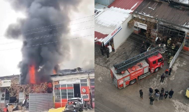 Tokat’ta kaportacı dükkanında korkutan yangın!