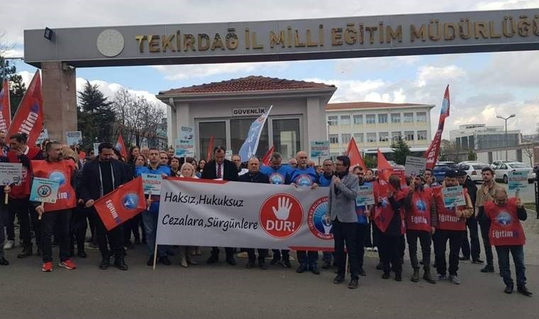 Cumhuriyet gündeme getirmişti: Eğitim-İş Tekirdağ’daki hukuksuz cezaları protesto etti