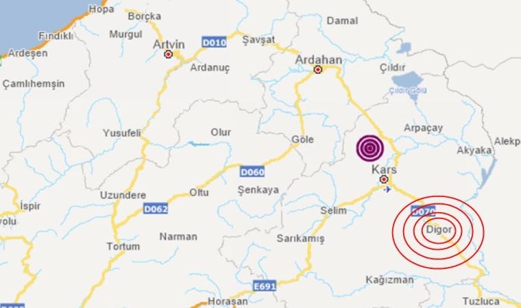 Son dakika... Kars Digor'da 3.9 büyüklüğünde deprem