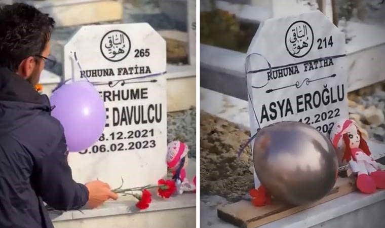 Depremde ölen çocukların mezarlarına oyuncak bıraktılar