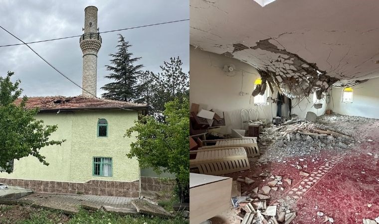 Ankara’da şiddetli rüzgar 2 caminin minaresini yıktı