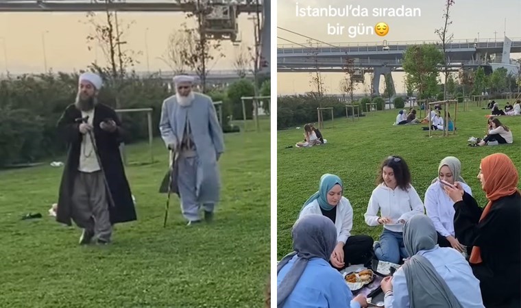 Görüntüler İran'dan değil, İstanbul'dan... Kadınları 'çarşaf'a çağırdılar: Başörtülüye de rahat yok!