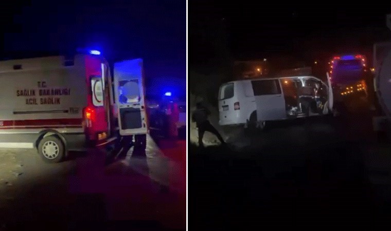 Mersin'de minibüs tankerle çarpıştı 14 yaralı