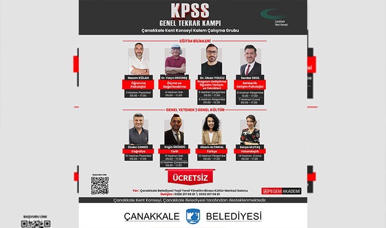 Çanakkale Belediyesi ücretsiz KPSS Genel Tekrar Kampı düzenleyecek