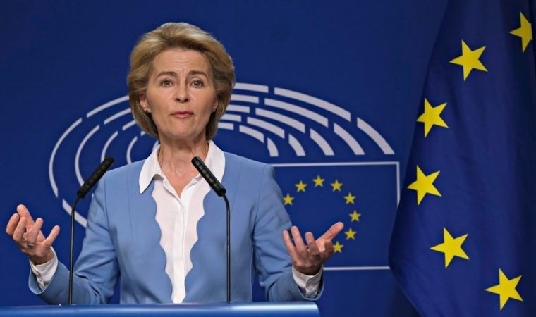 AB Komisyonu Başkanı von der Leyen'e Filistin protestosu