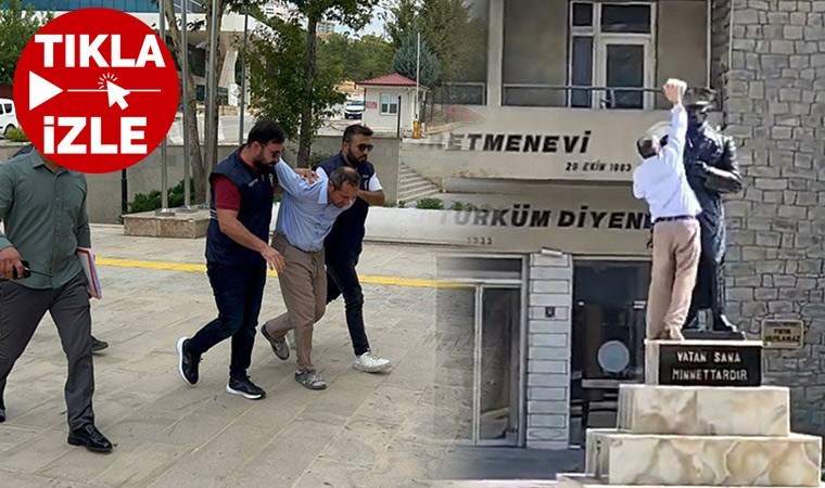 Elazığ'da Atatürk heykeline taşla saldırıda yeni gelişme: Şüpheli adliyeye sevk edildi