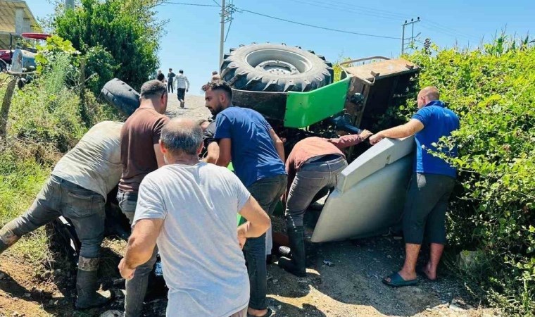 Kontrolden çıkan traktör devrildi: 1 ölü, 3 yaralı