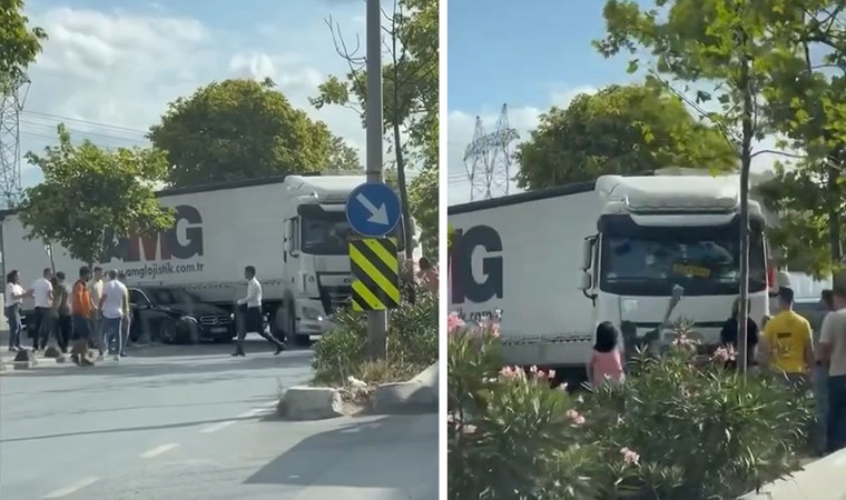 Sancaktepe’de TIR şoförüyle otomobil sürücüsü tartıştı: Sürücü TIR'ın camını kırdı