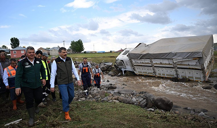 Erzurum’da sel: 4 ev ve 4 ahır zarar gördü, 19 hayvan öldü