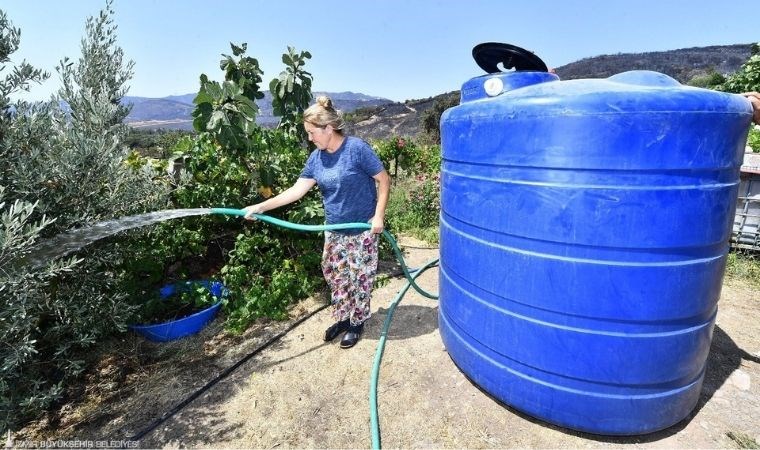 Yangında etkilenen bahçeler için su ve tank desteği