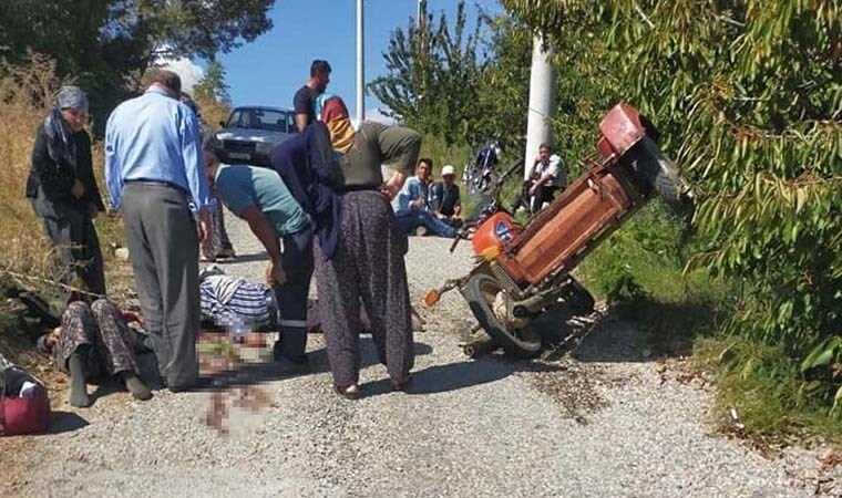 Sepetli motosiklet şarampole devrildi: 1 ölü, 2 yaralı