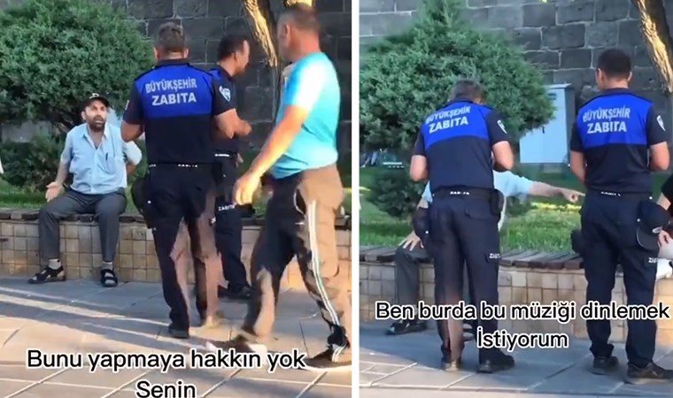 Sokak müzisyenine müdahale eden zabıta ekiplerine yurttaştan tepki: 'Ben müzik dinlemek istiyorum, siz Allah değilsiniz, Cumhurbaşkanı gelsin, fiyatlar almış başını gidiyor'