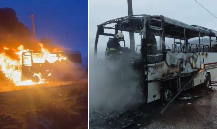 Yalova'da faciadan dönüldü...Öğrenci servisi alevlere teslim oldu