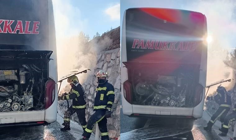 Seyir halindeki yolcu otobüsünde yangın!