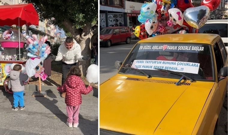 Ferdi Tayfur hayrına ücretsiz pamuk şeker dağıttı