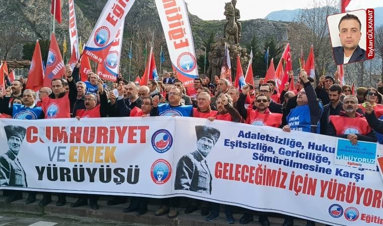 Eğitim emekçileri kalemlerini Amasya'da kaldırdı: 'Zayıflatmaya çalışanlara karşı Cumhuriyet'i ilelebet yaşatacağız'