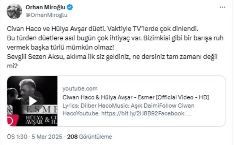 AKP'li isimden Sezen Aksu'ya 'düet' çağrısı... 'Tam zamanı değil mi?' - Resim : 1