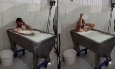 Süt kazanında banyo yapan işçiler: Şakalaşmak için yaptık