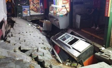 Ortaköy'de kumpircilerin olduğu sokakta çökme: 1 yaralı