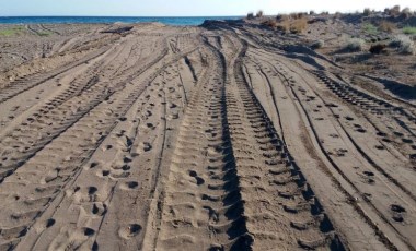 Belediyenin iş makineleri caretta caretta yuvalarını dağıttı